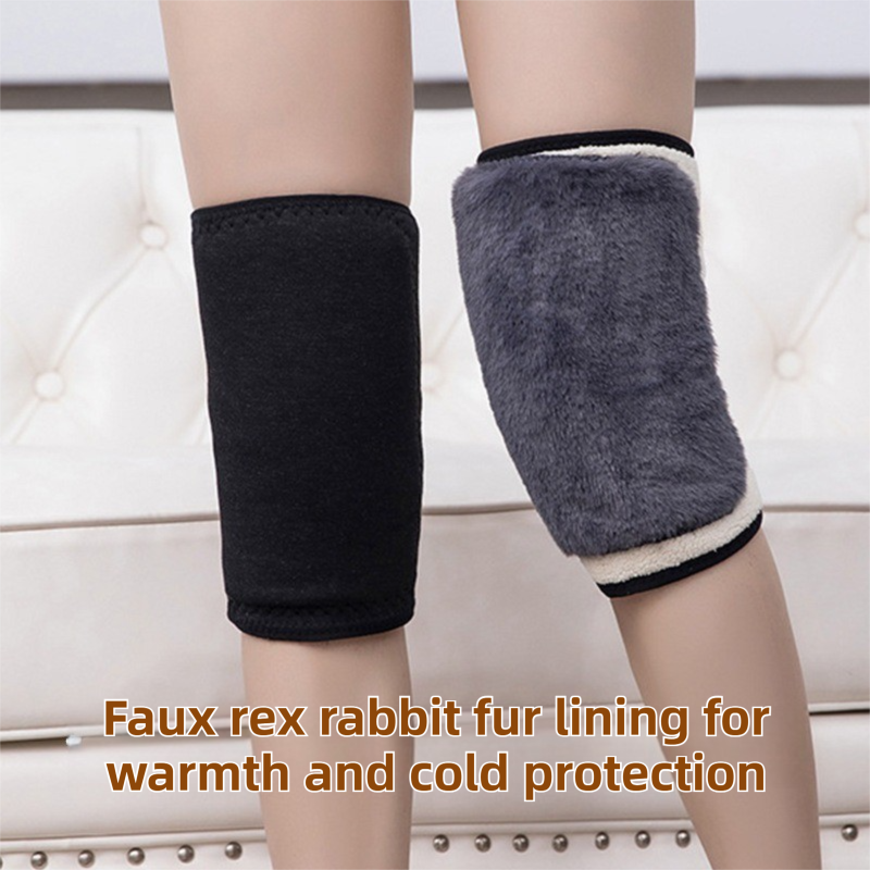 2-Pack Black and Brown Windproof Thermal Knee Braces with Straps - Dual-Layer view 2