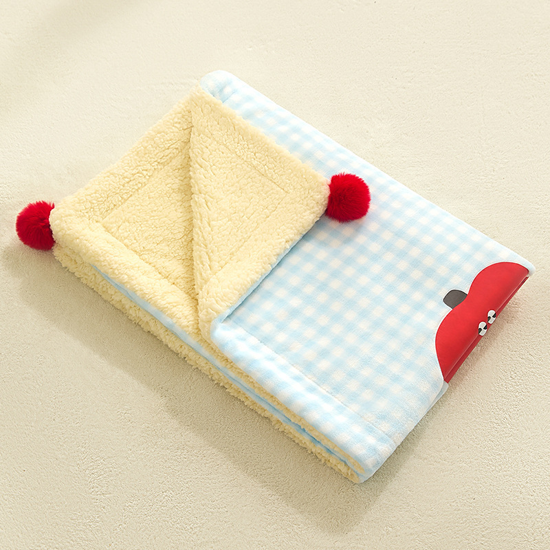 Plaid Apple Premium Soft Fleece Dog Bed Mat/Quilt (M Size 60 x 40 CM)