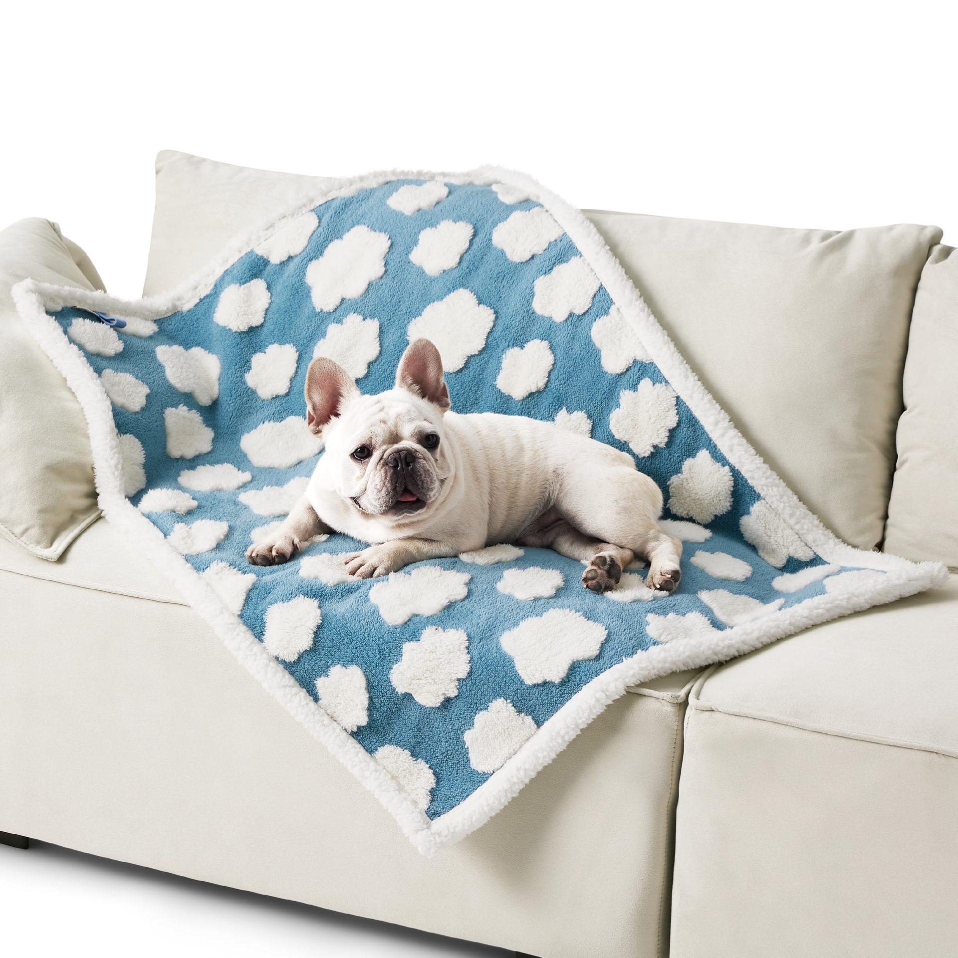 75 x 100 CM Waterproof Soft Sherpa Fleece Pet Blanket (Blue Sky & Clouds)