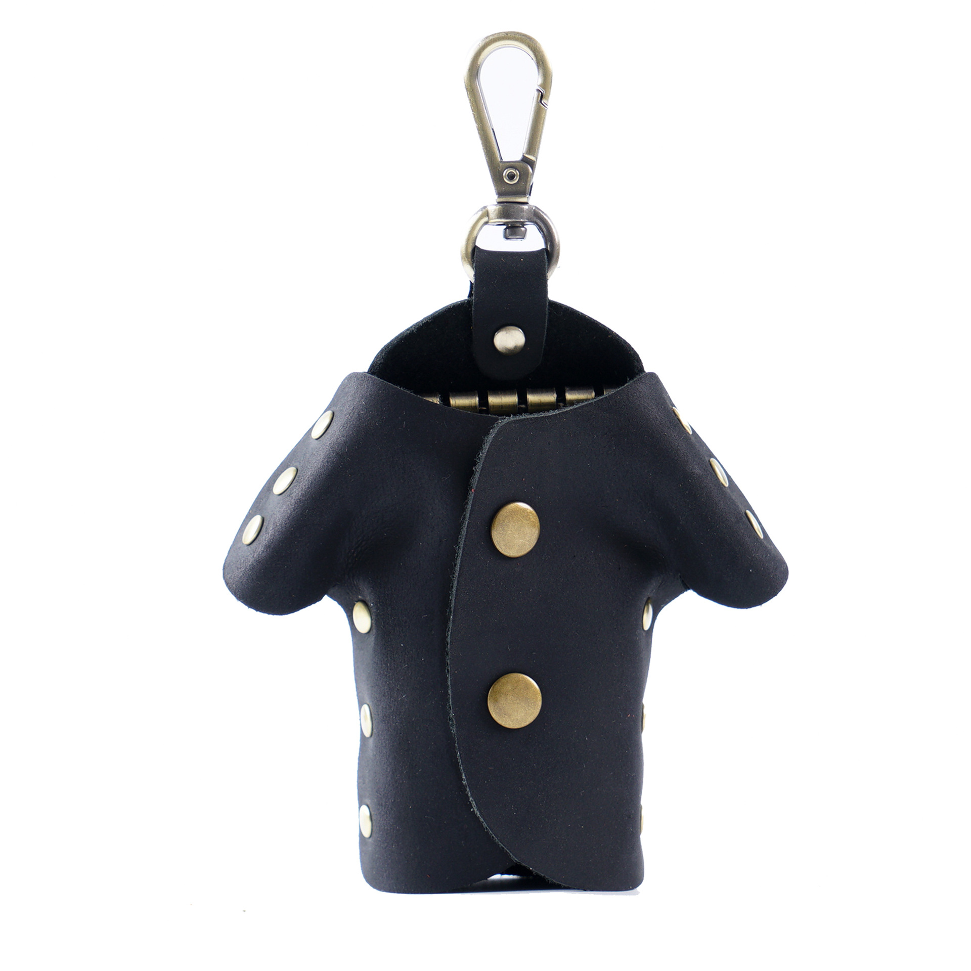 Black Genuine Crazy Horse Leather Key Case Creative Jacket Shape Holder