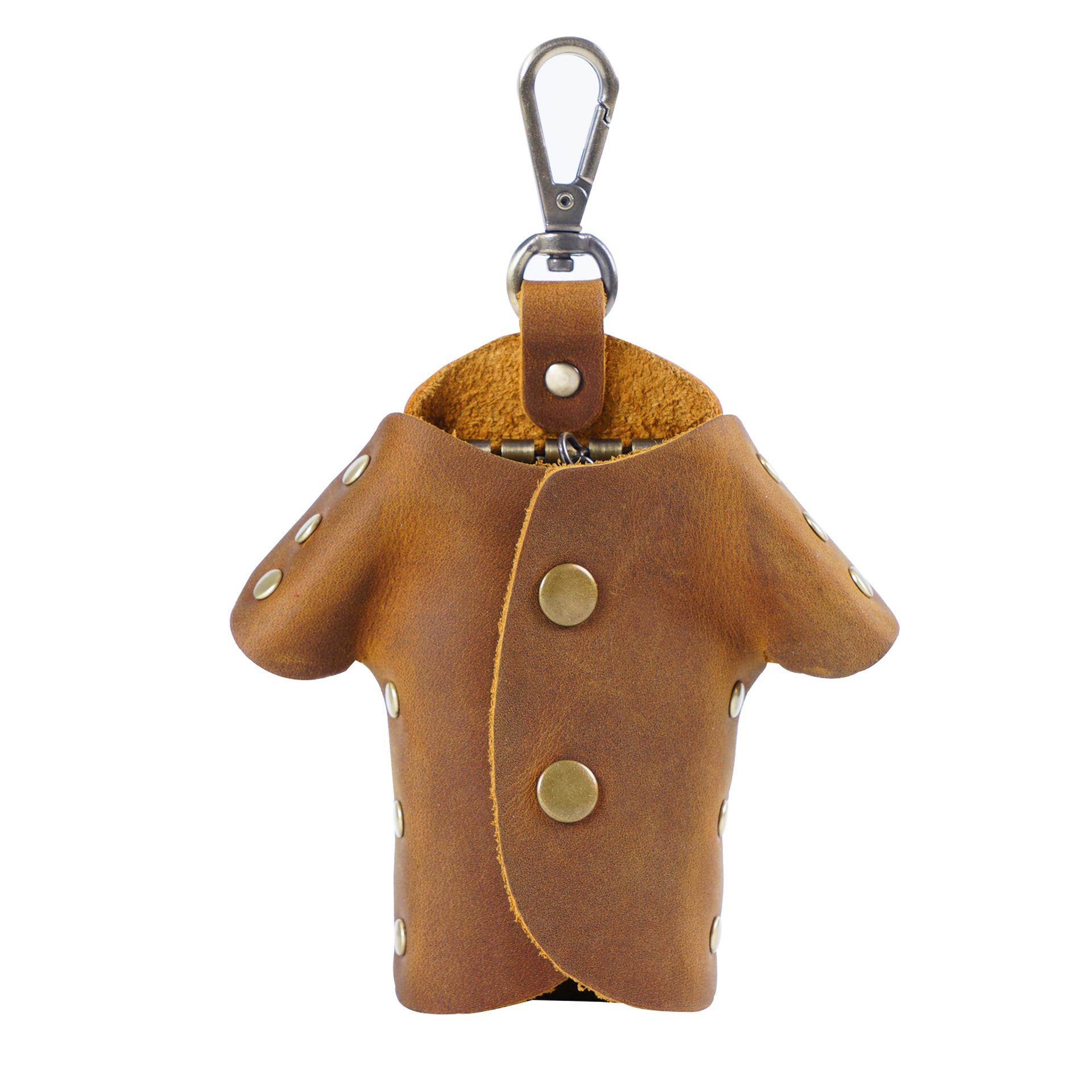 Brown Genuine Crazy Horse Leather Key Case Creative Jacket Shape Holder