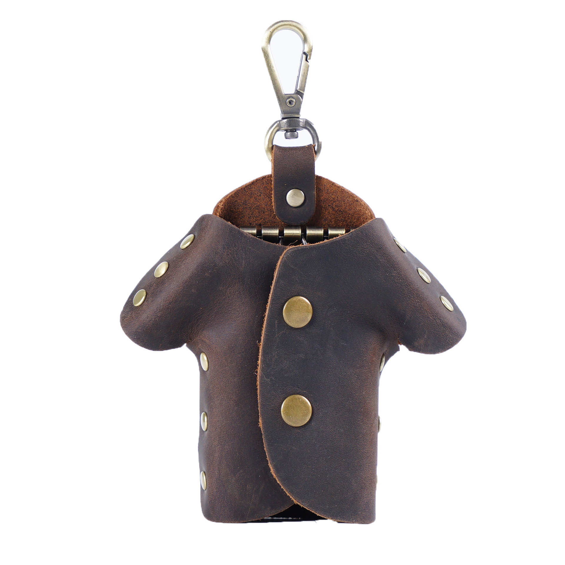 Coffee Genuine Crazy Horse Leather Key Case Creative Jacket Shape Holder