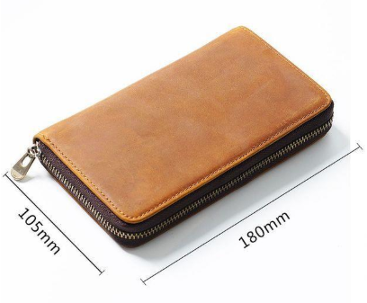 Black Genuine Crazy Horse Leather Fountain Pen Case Zippered Organiser Pouch view 2