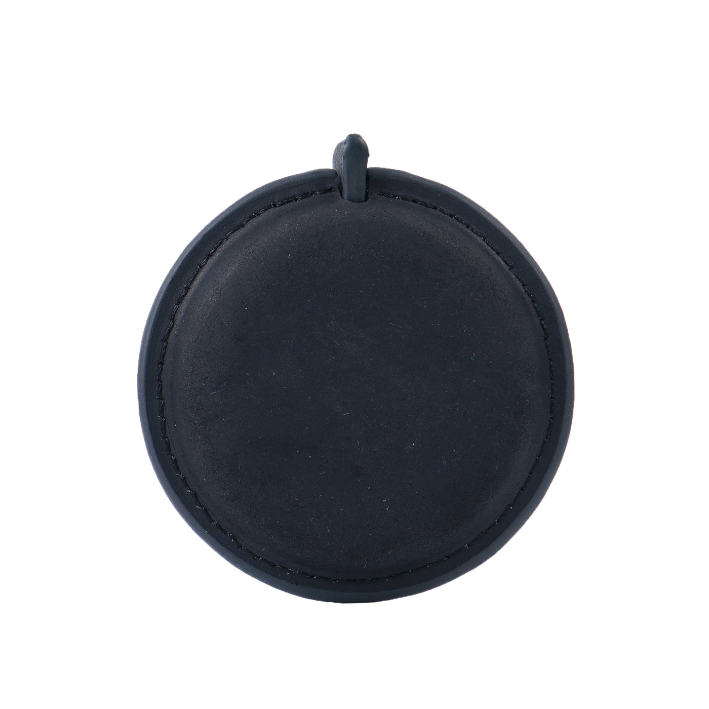 Black Handmade Crazy Horse Leather Retractable Tape Measure Keychain Dual