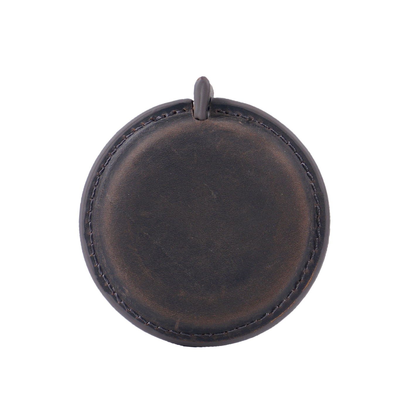 Coffee Handmade Crazy Horse Leather Retractable Tape Measure Keychain Dual