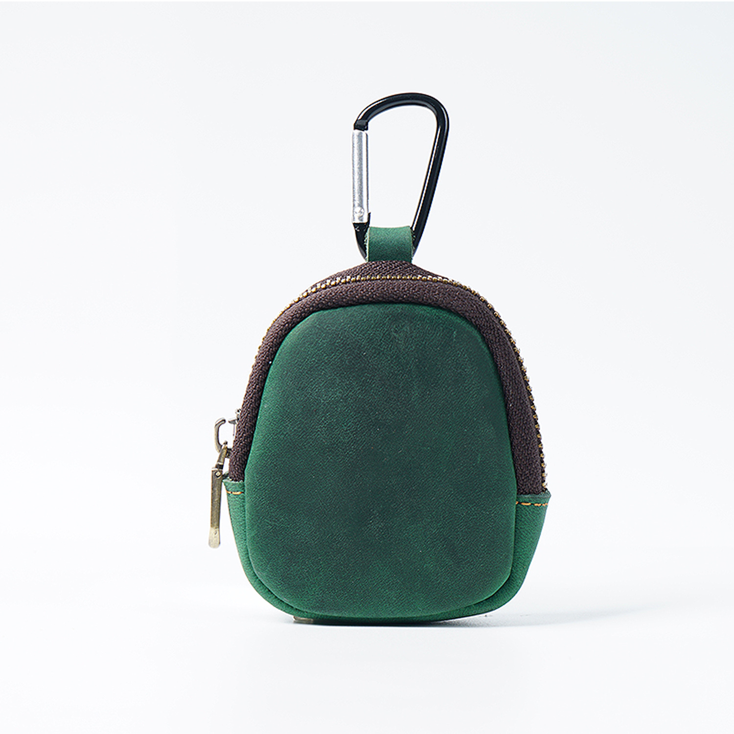 Green Genuine Crazy Horse Leather Mini Coin Purse Zipper Shell Pouch Small