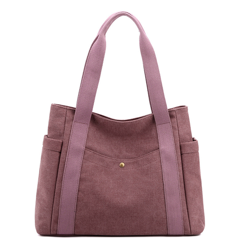 Purple Women's Large Canvas Tote Bag Minimalist Shoulder Handbag High Capacity