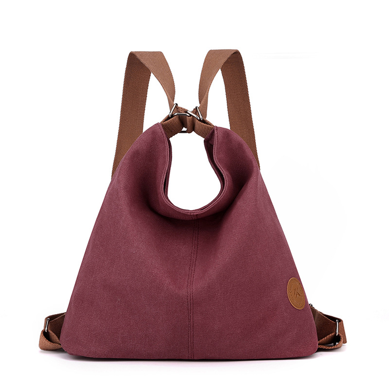 Purple Versatile 3-in-1 Canvas Backpack and Shoulder Bag Large Capacity