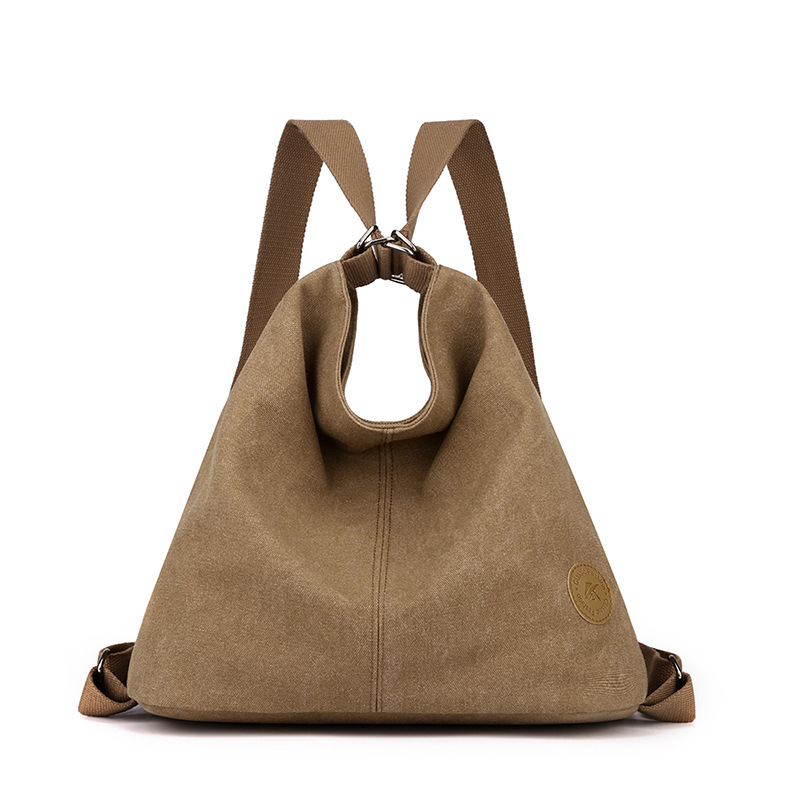Coffee Versatile 3-in-1 Canvas Backpack and Shoulder Bag Large Capacity