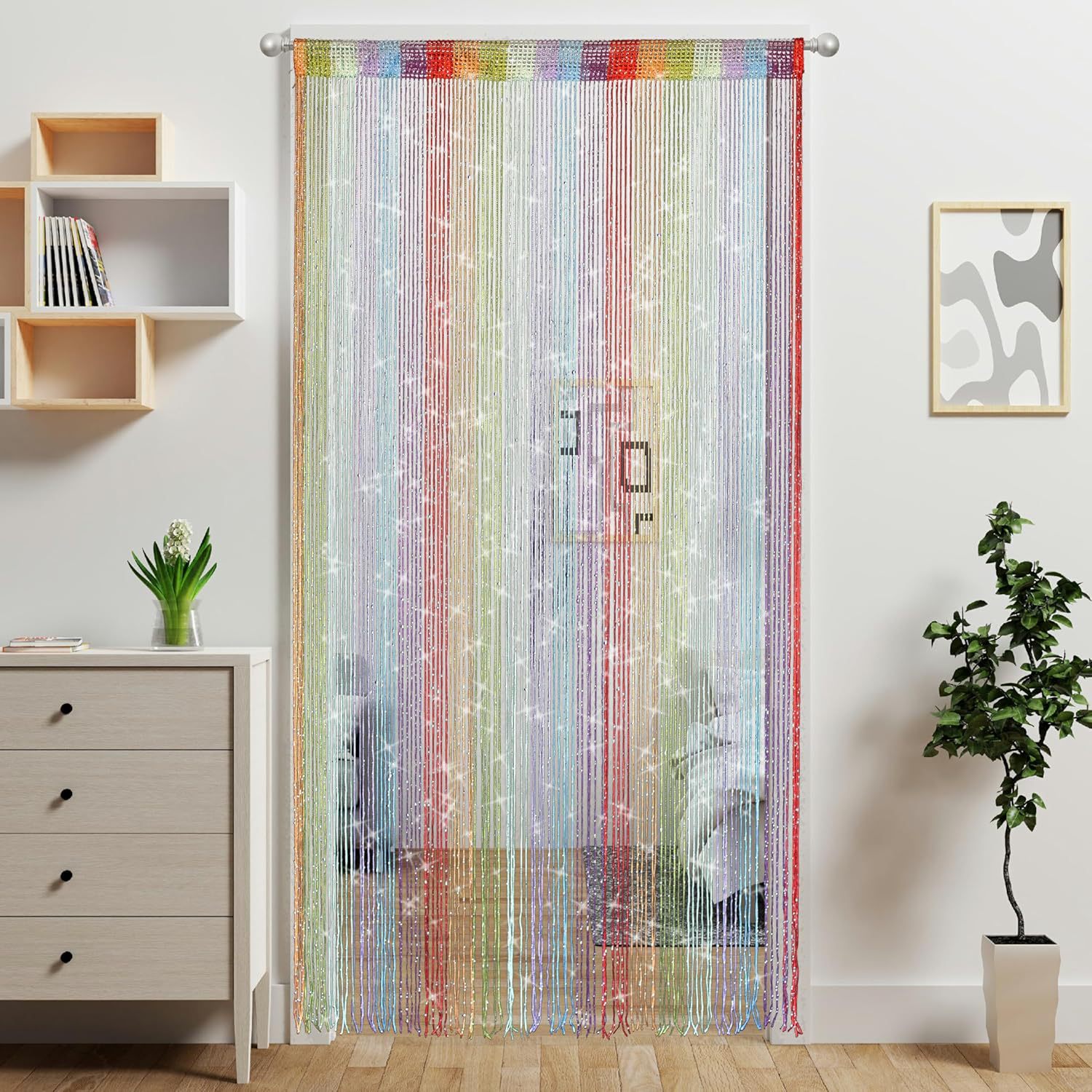 Colorful 2 Pack Sparkle String Door Curtains 100x200cm Glitter Sequin Tassel — image 1