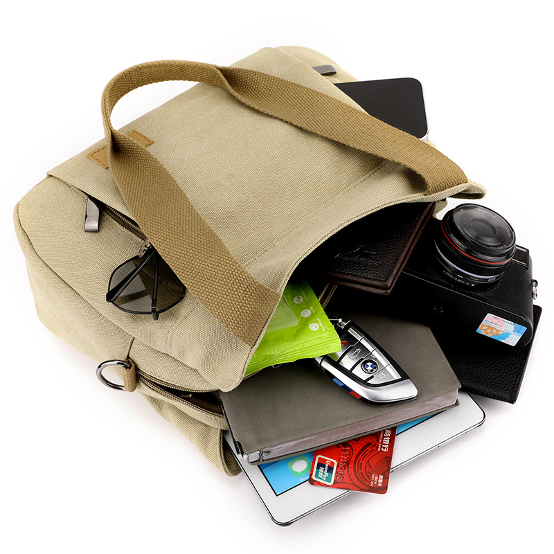 Grey Multi-functional Large Capacity Canvas Tote Bag - Versatile 3-Way view 3