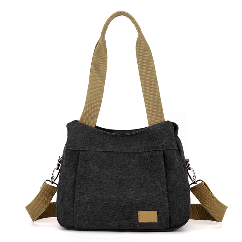 Black Multi-functional Large Capacity Canvas Tote Bag - Versatile 3-Way