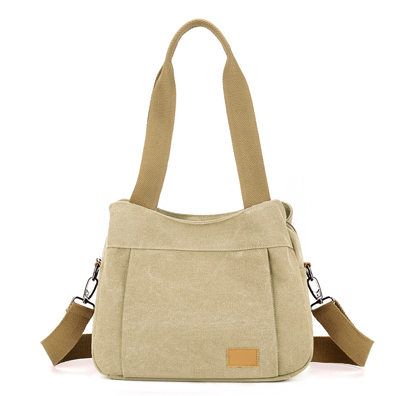 Khaki Multi-functional Large Capacity Canvas Tote Bag - Versatile 3-Way