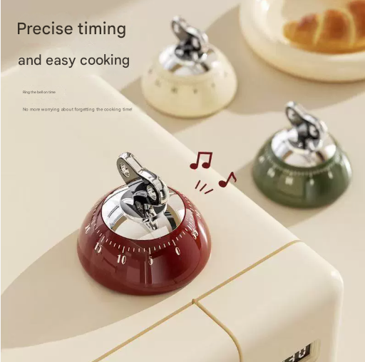 Green Magnetic Mechanical Kitchen Timer - 60-Minute Visual Countdown Clock for view 2