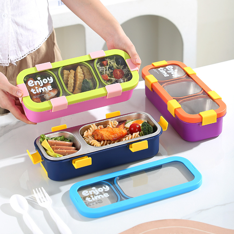 Orange Premium 2-Compartment Stainless Steel Lunch Box - 600ml Leak-Proof view 2