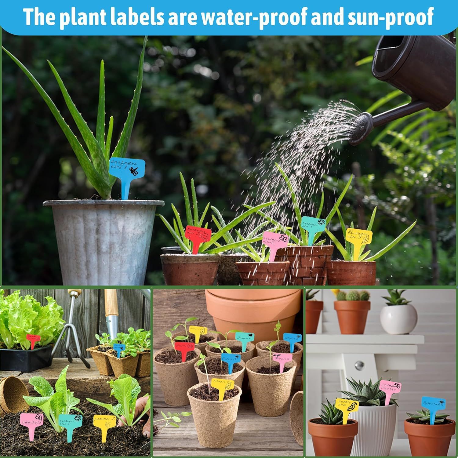 Yellow 200 Pack Waterproof Plant Labels T-Type Garden Tags with 2 Marking Pens view 3