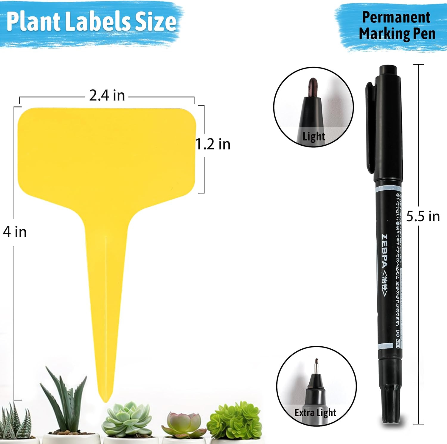 Pink 200 Pack Waterproof Plant Labels T-Type Garden Tags with 2 Marking Pens view 2