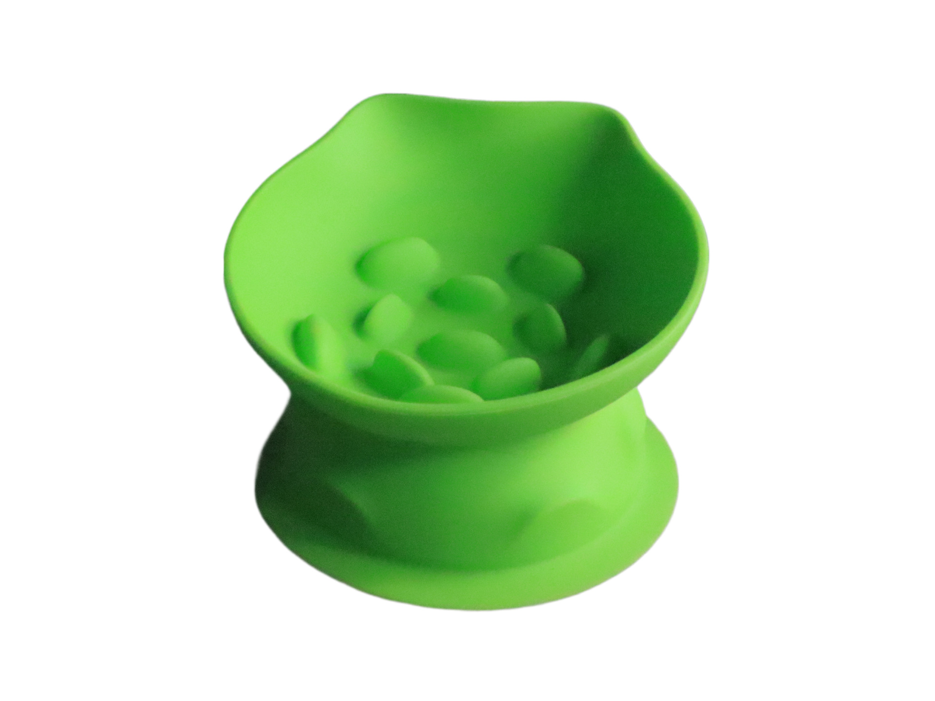 S Green 2-Piece Elevated Silicone Pet Bowl Set - Slanted Neck Protection Cat