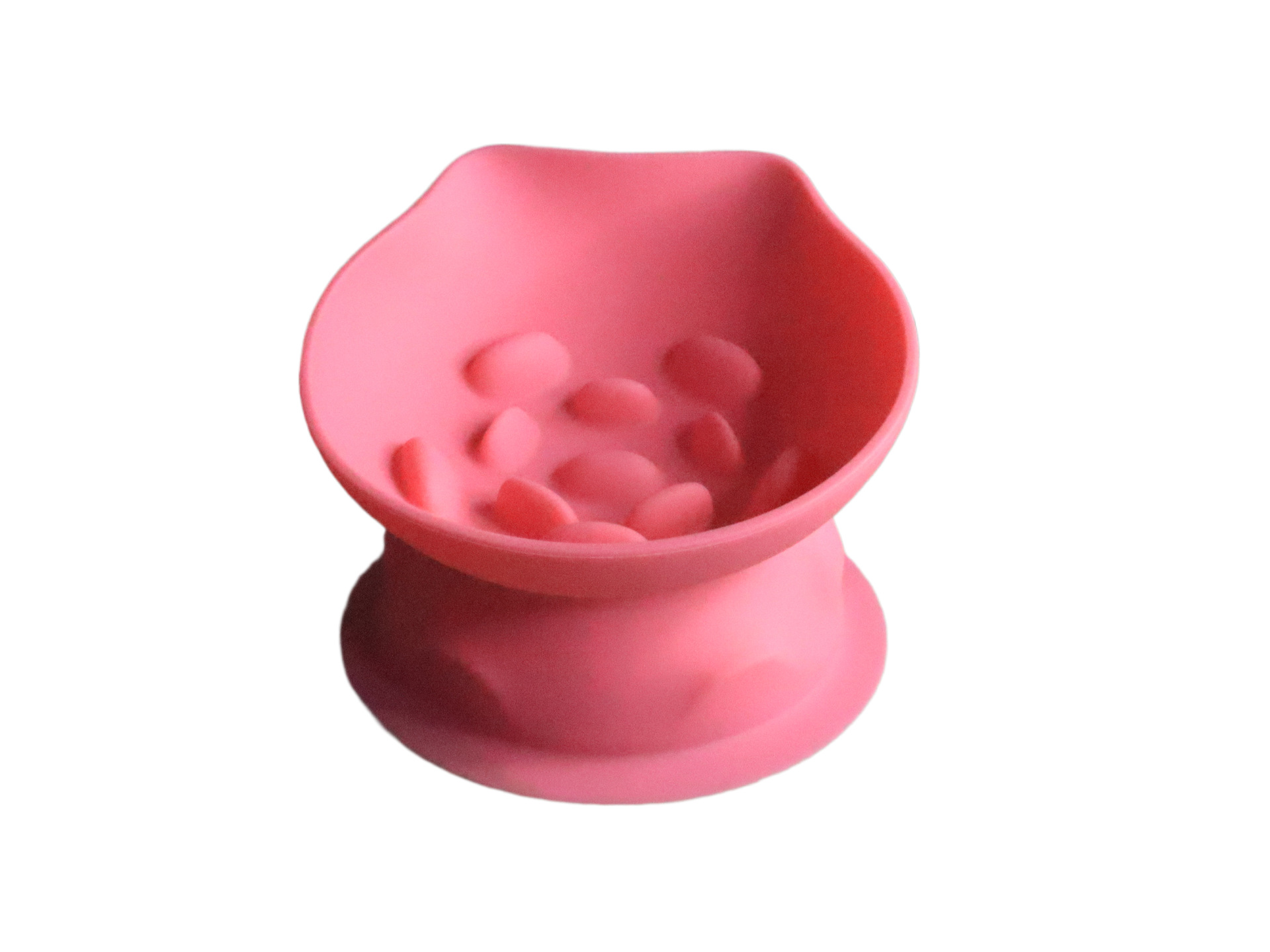 L Pink 2-Piece Elevated Silicone Pet Bowl Set - Slanted Neck Protection Cat