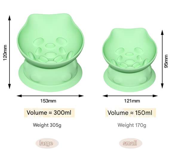 S Pink 2-Piece Elevated Silicone Pet Bowl Set - Slanted Neck Protection Cat view 2