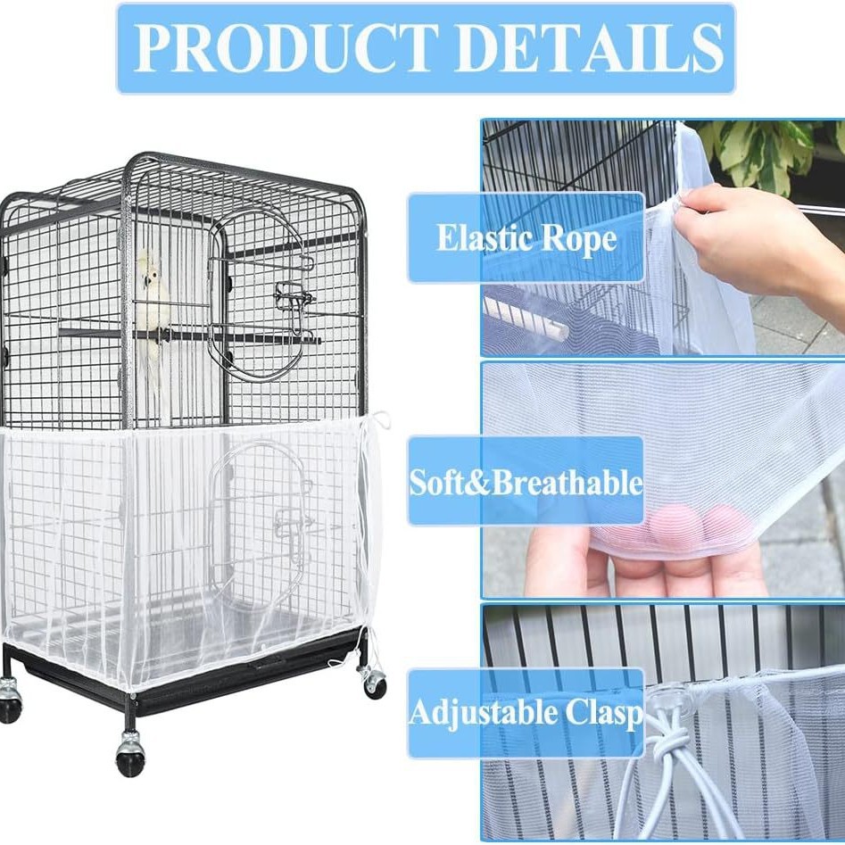 XL Black Star【Height 37, Circumference 220】 Large Bird Cage Seed Catcher Net view 4