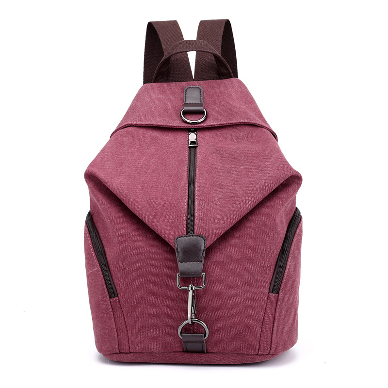 Purple Women's Vintage Canvas Backpack Casual Daypack Retro College School Bag