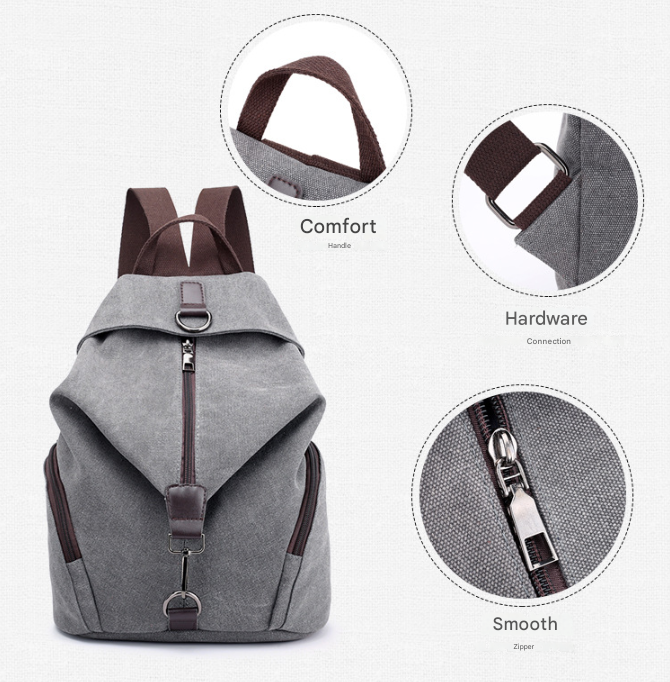 Purple Women's Vintage Canvas Backpack Casual Daypack Retro College School Bag view 3
