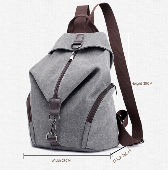 Light Blue Women's Vintage Canvas Backpack Casual Daypack Retro College School view 2