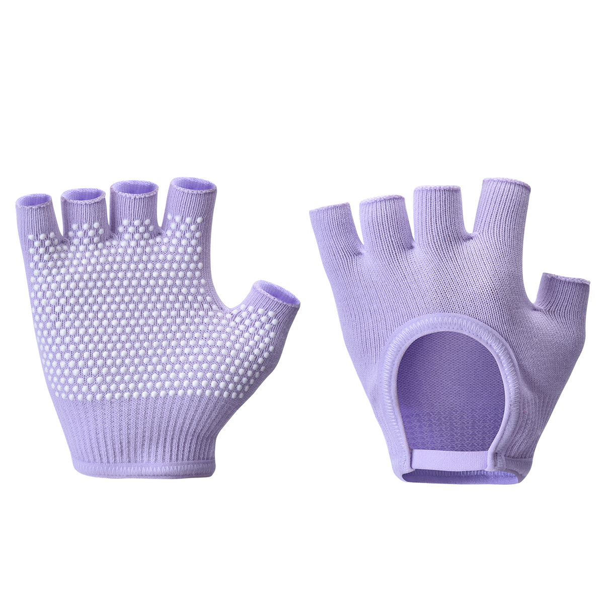 Purple 2-Pack Women's Non-Slip Yoga Gloves - Open Back Half Finger Cotton