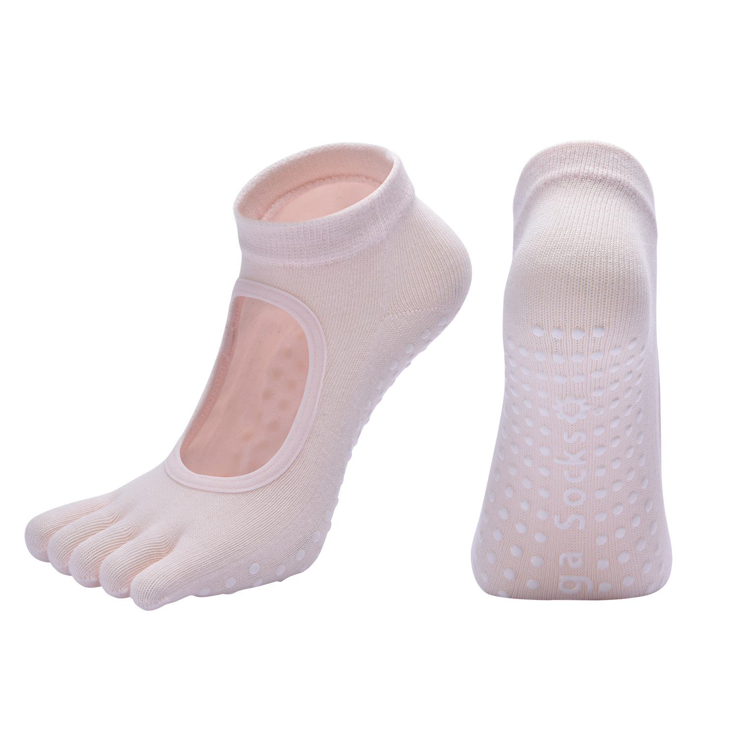 Pink 3-Pack Women's Non-Slip Five-Finger Yoga Socks - Open Back Combed Cotton