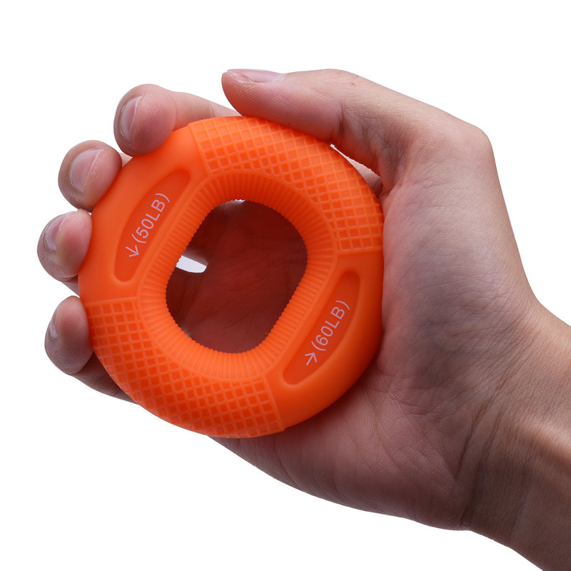 Orange 50/60LB 2-Pack Silicone Hand Grip Strengthener Rings - Dual-Resistance