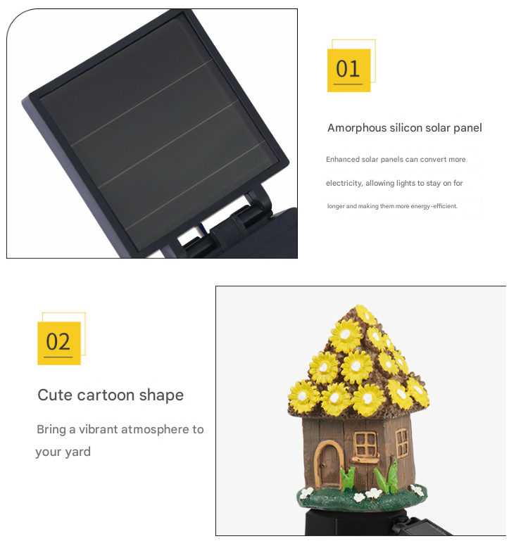 Purple House Solar Powered Mushroom House Garden Stake Lights - Outdoor view 3