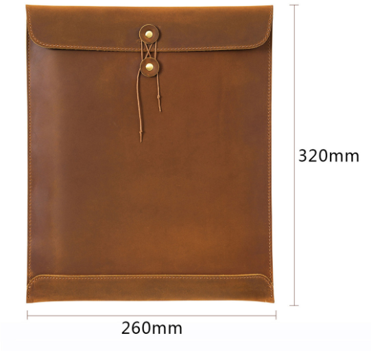 Brown Premium Genuine Top Grain Leather A4 Document Folder - Vintage view 2