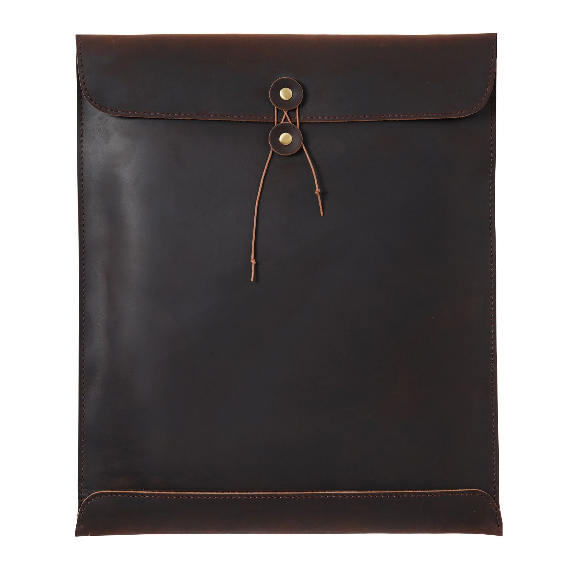 Coffee Premium Genuine Top Grain Leather A4 Document Folder - Vintage