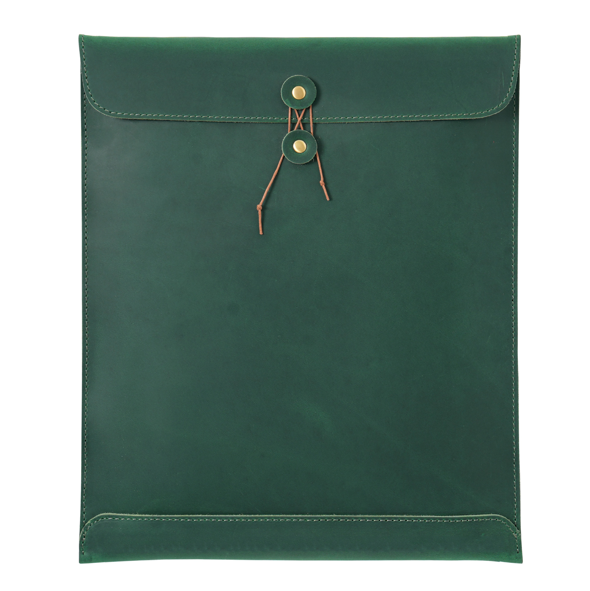 Green Premium Genuine Top Grain Leather A4 Document Folder - Vintage