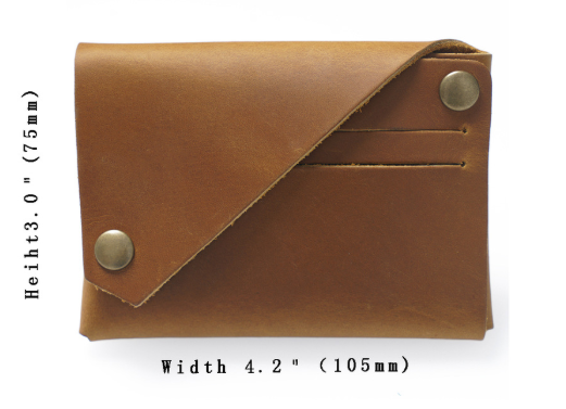 Green Vintage Genuine Leather Mini Wallet - Minimalist Handmade Card Holder & view 2