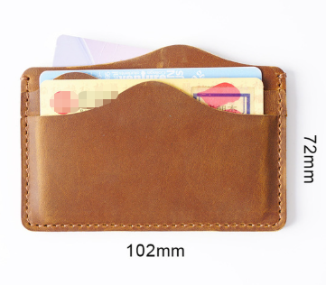 Green Minimalist Slim Crazy Horse Leather Card Holder - Vintage Handcrafted view 2