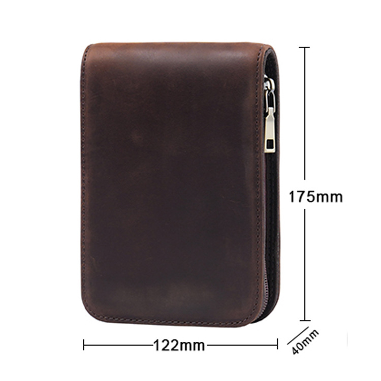 Blue 12-Slot Genuine Crazy Horse Leather Fountain Pen Case - Handcrafted Large view 2