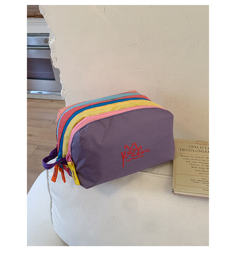 Purple Trendy Color-Block Outdoor Waterproof Nylon Crossbody Bag - Niche