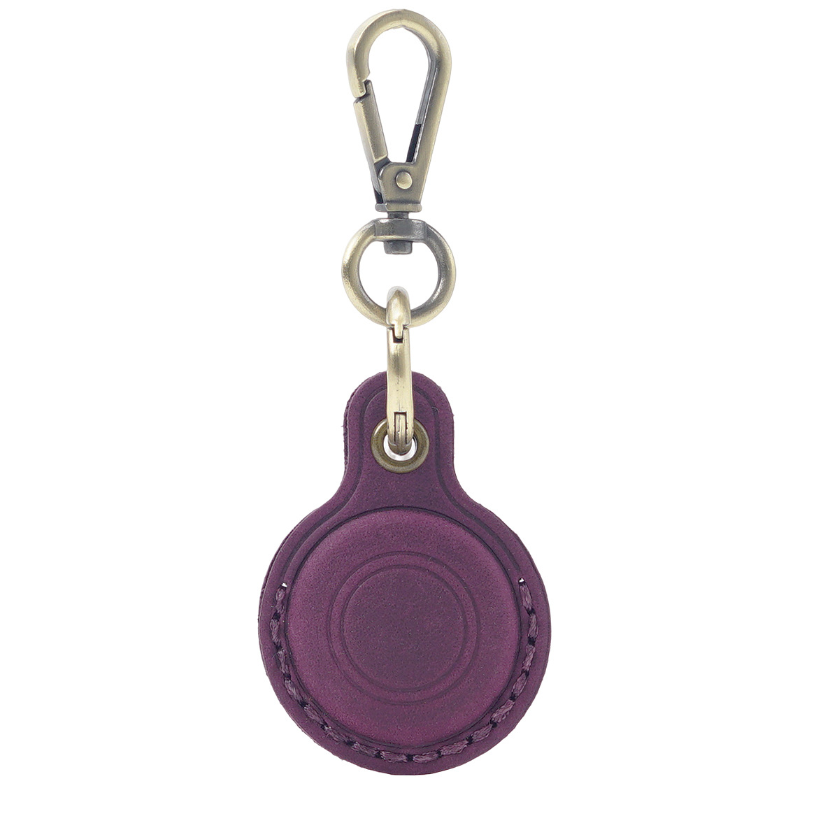 Purple Genuine Crazy Horse Leather Case for Apple AirTag Protective Tracker