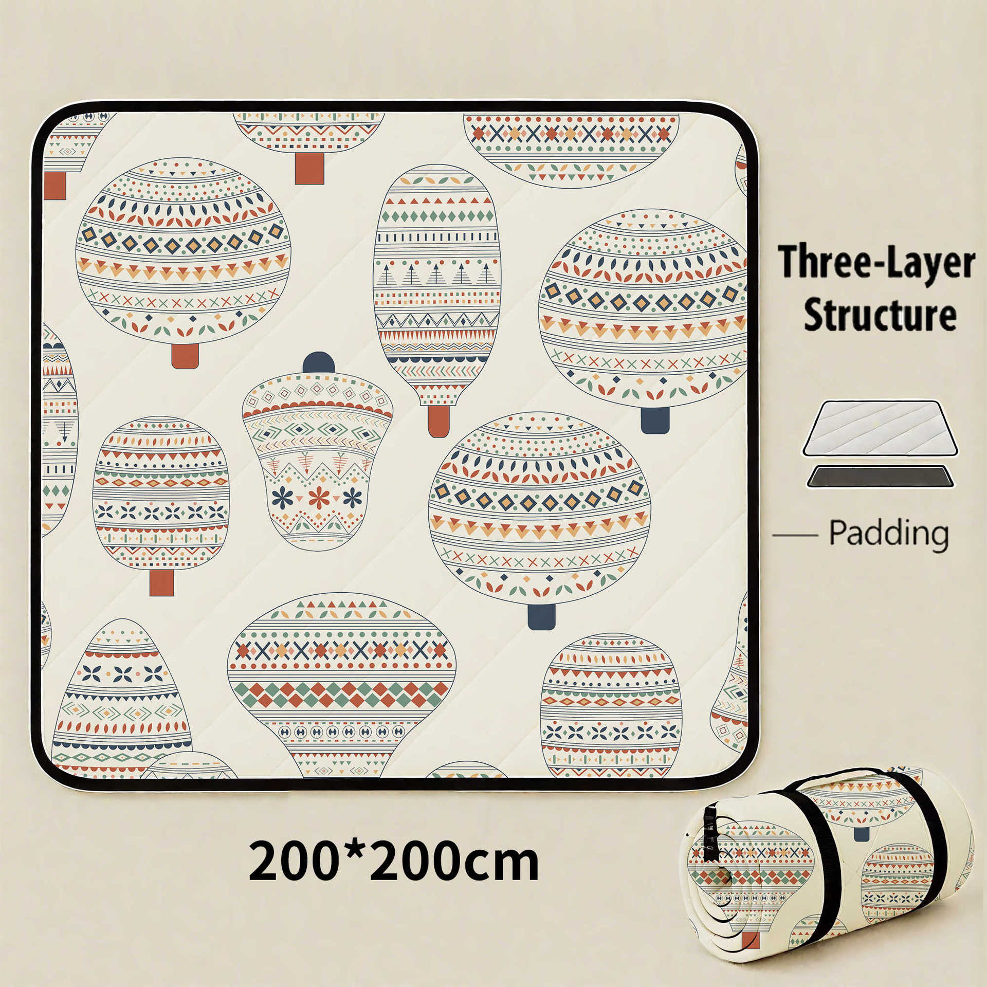 Hot-air Balloon Flight Extra Large 200x200cm Waterproof Picnic Mat - Portable