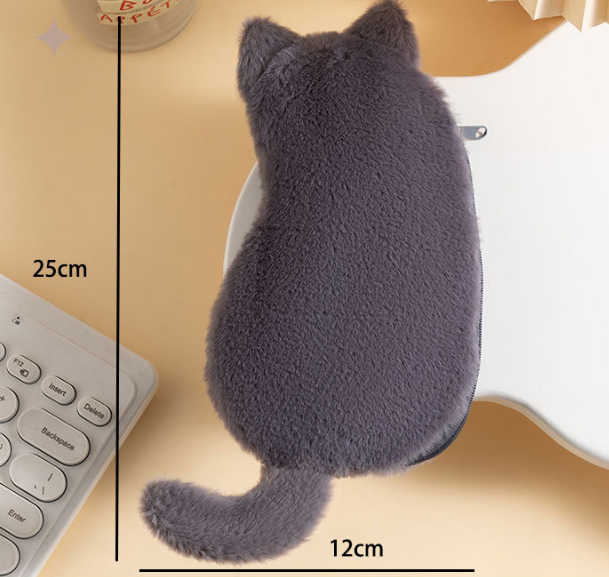 Black 3-Pack Adorable Plush Cat Pencil Case Set - Large Capacity Kawaii Kitty view 2