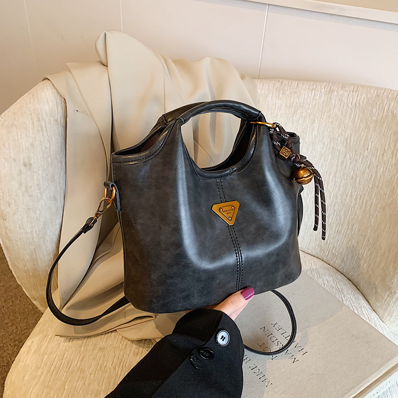 Black Vintage Soft PU Leather Crossbody Handbag