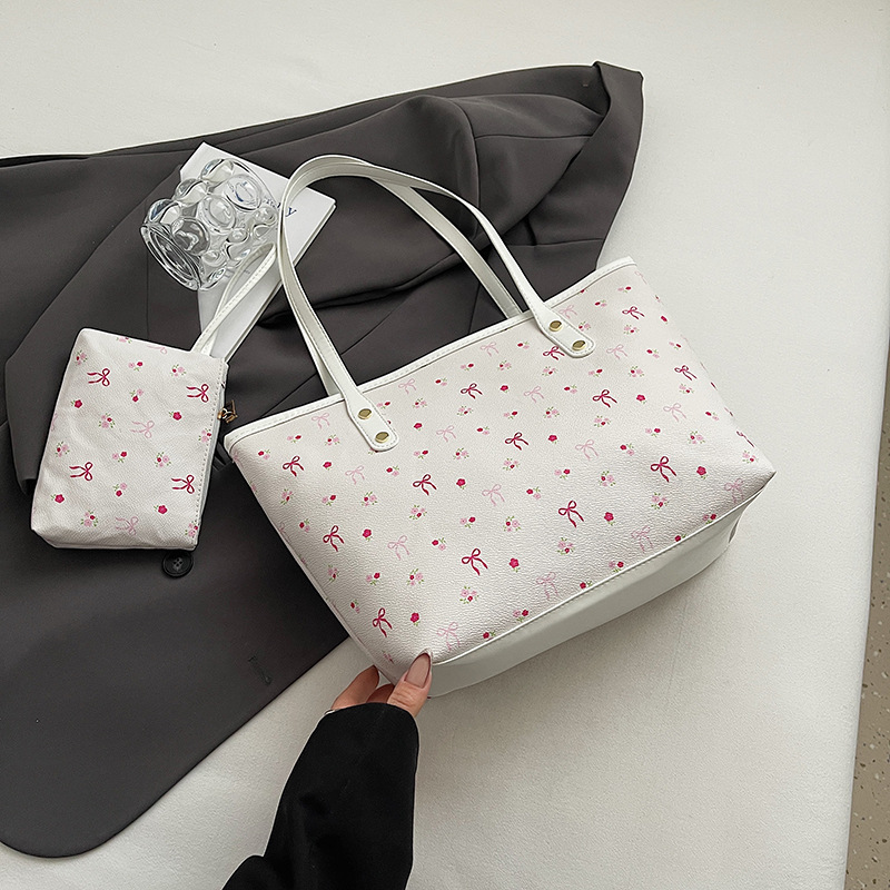 White Large Capacity Daily Commuter Tote Bag Set