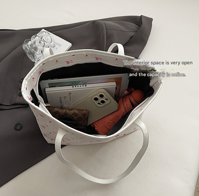 White Large Capacity Daily Commuter Tote Bag Set view 3