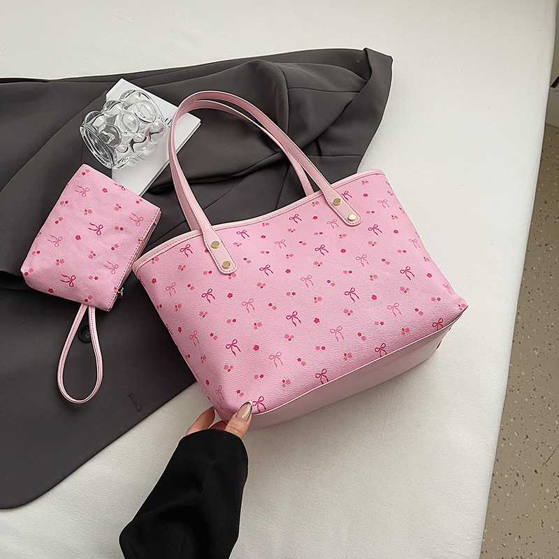 Pink Large Capacity Daily Commuter Tote Bag Set