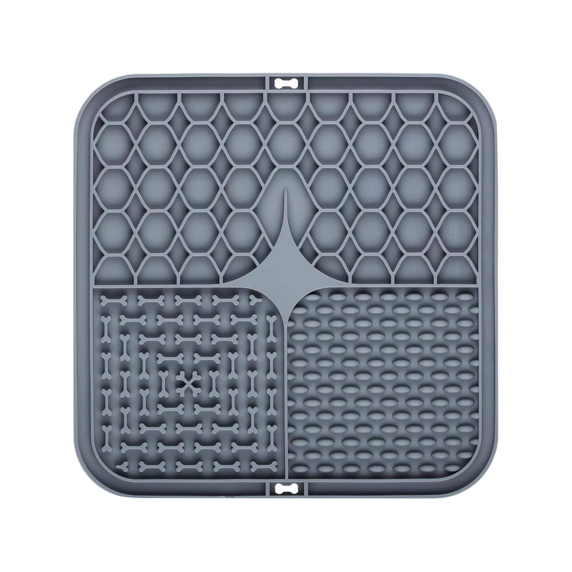 2PCS Grey 20 x 20 cm Silicone Pet Lick Mat