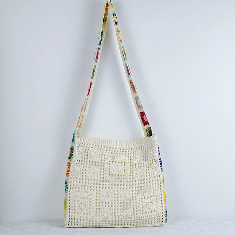 Beige Chic Bohemian Hollow Knit Tote Bag