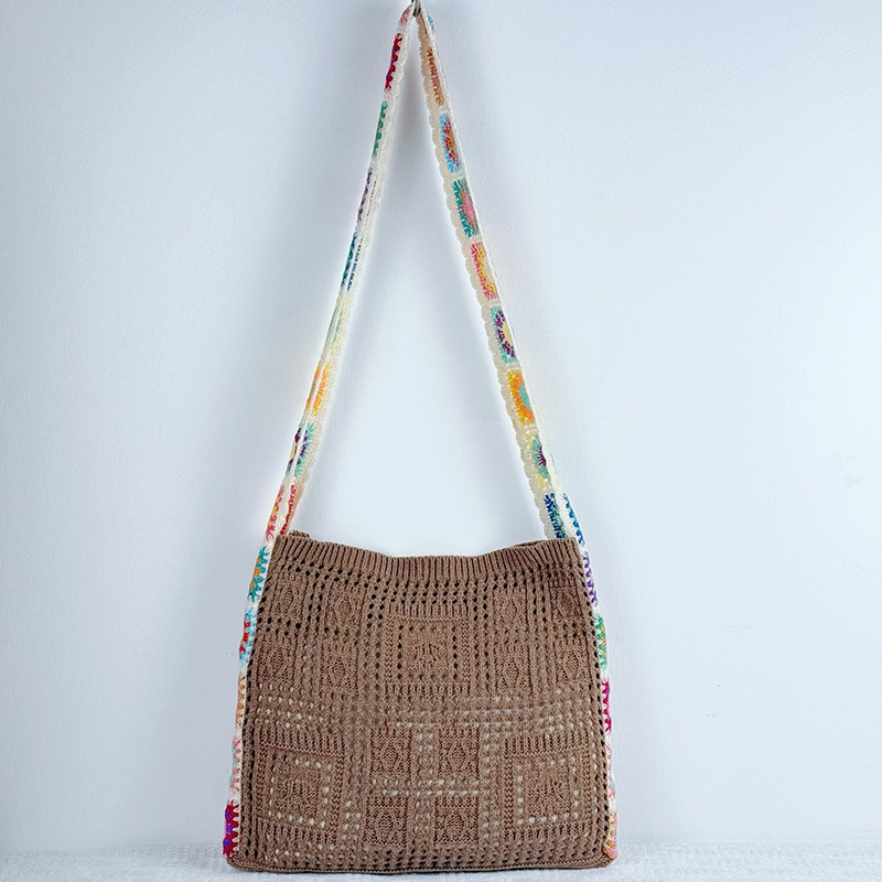 Coffee Chic Bohemian Hollow Knit Tote Bag
