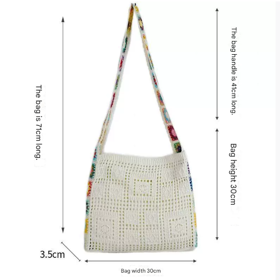 Coffee Chic Bohemian Hollow Knit Tote Bag view 2